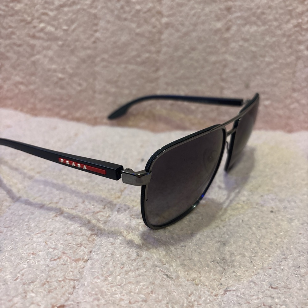 Prada Black and Red Sunglasses with Silver Accents